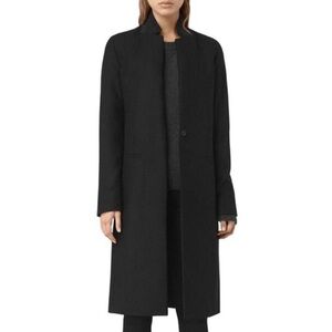 Allsaints Nehru Black Satin Women's Coat